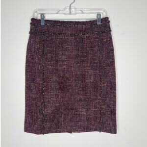 Ann Taylor pink black cream tweed career dress pencil skirt - 6P 6 petite